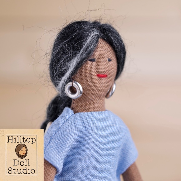 Mini Fabric Doll "Ava" Handcrafted Textile Cloth Heirloom Primitive Doll - Picture 6 of 8